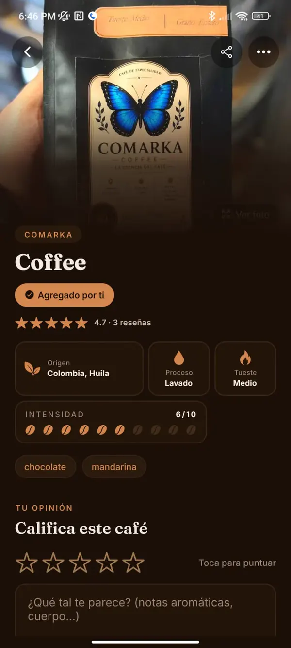 Ficha Sensorial de Café en MocApp